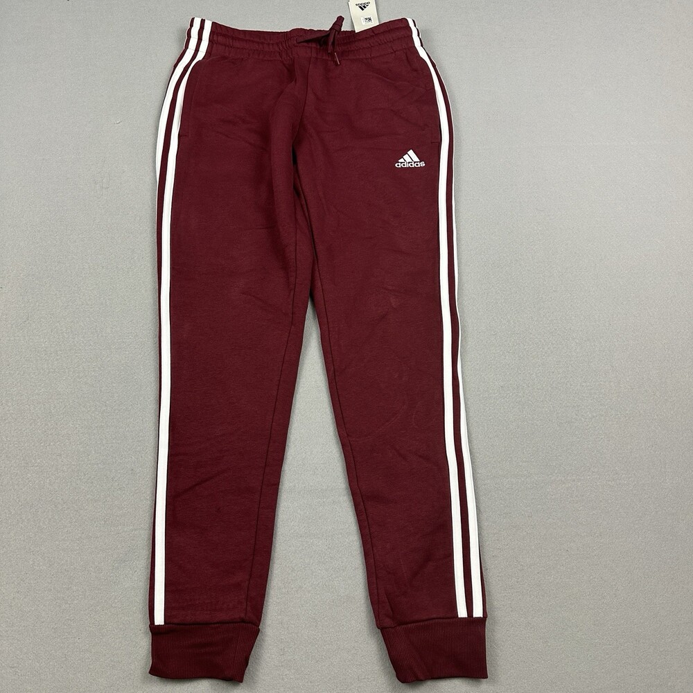 Adidas Pants Women Small Shadow Red Jogger Tapered Sweatpants 3 Stripes S